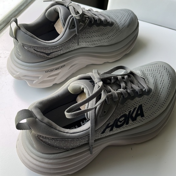 Hoka One One Bondi 8 Wide - NWT - 7.5 EE - Sharkskin/Harbor Mist - Picture 2 of 12